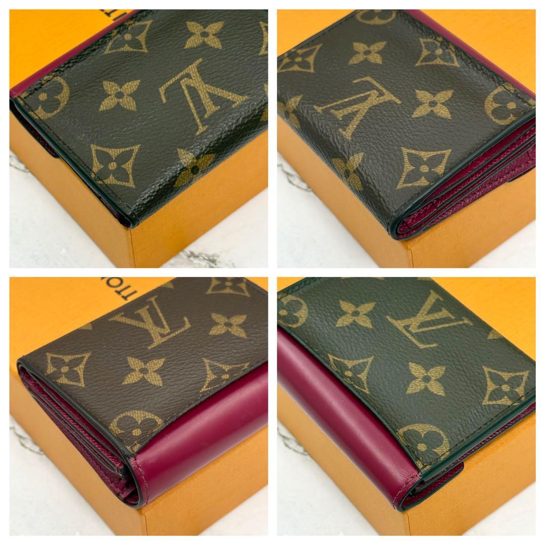【美品】ルイヴィトン 三つ折り財布 モノグラム ポルトフォイユ ゾエ フューシャ