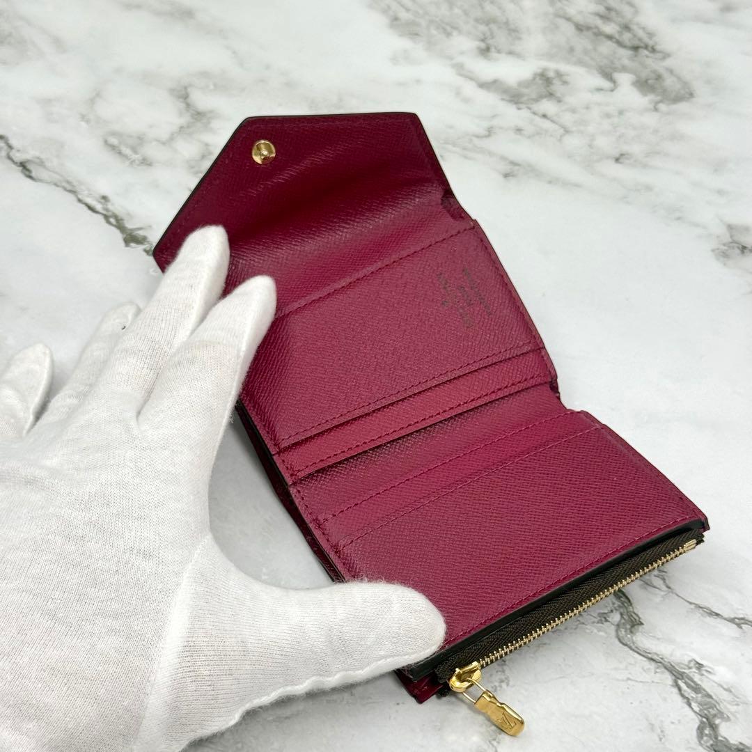 【美品】ルイヴィトン 三つ折り財布 モノグラム ポルトフォイユ ゾエ フューシャ