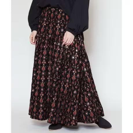 ✨完売品✨ Amina アミナ ベロア ティアード ロングスカート 希少 現行品