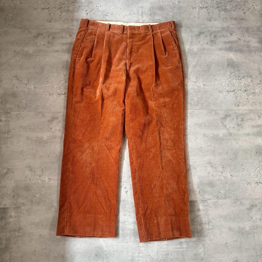 USED VINTAGE セットアップ　スーツ　コーデュロイ　オレンジ　ブリーチ