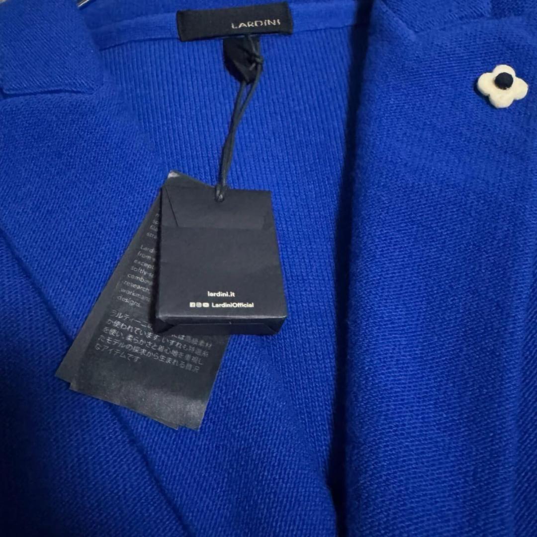 XXXLサイズ LARDINI ブートニエール ニットジャケット ダブル ブルー