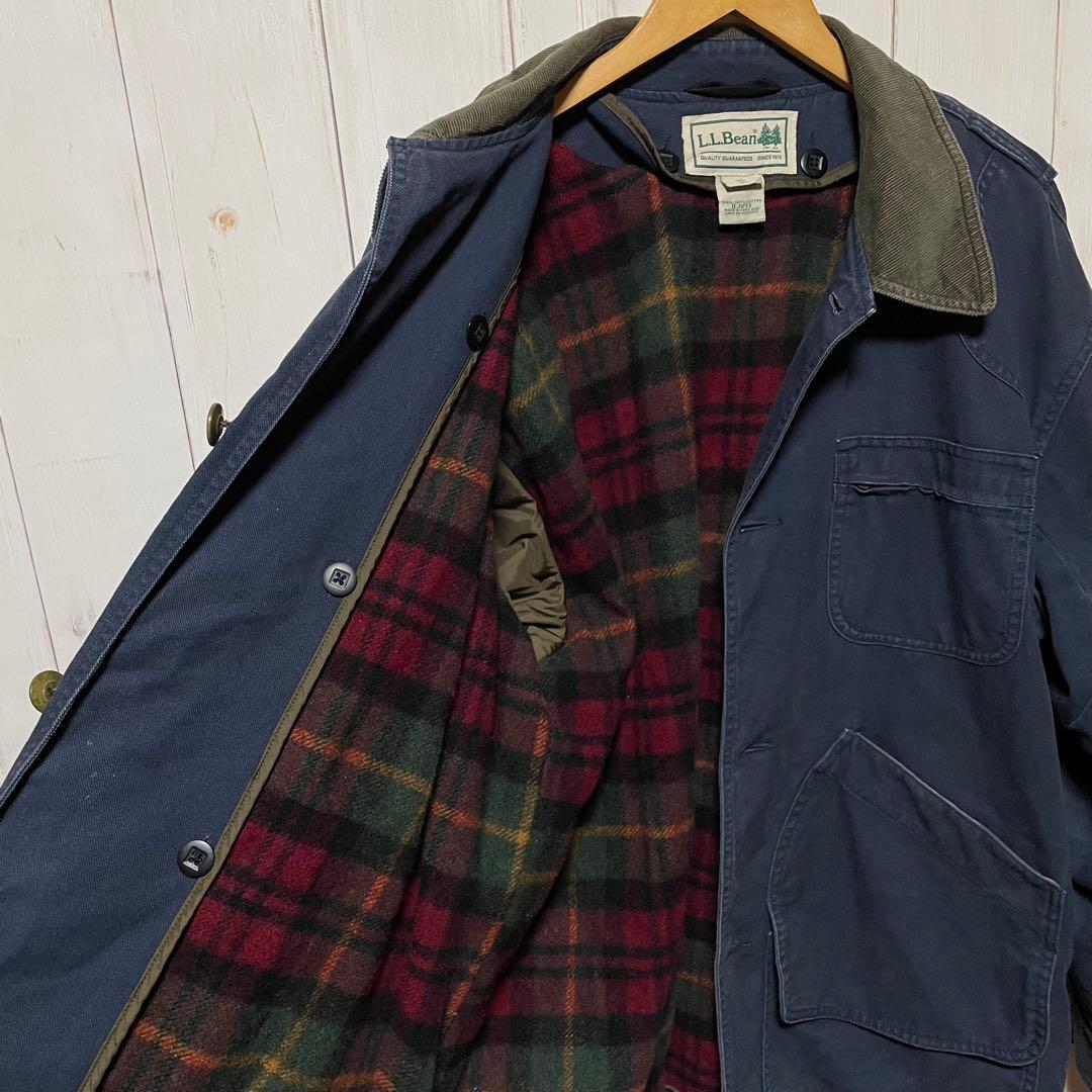 90s エルエルビーン 襟コーデュロイ ネイビー ハンティング ジャケット XL