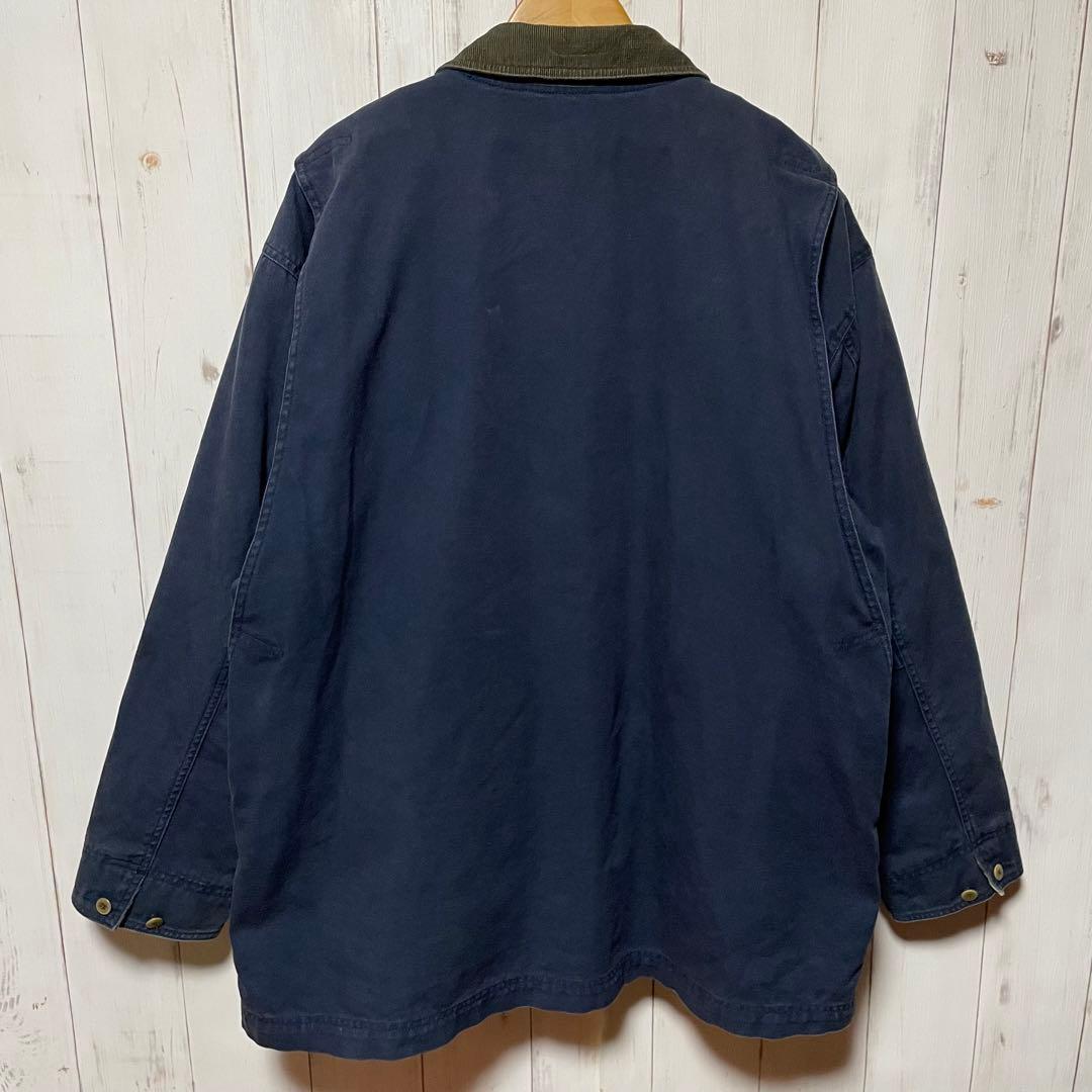 90s エルエルビーン 襟コーデュロイ ネイビー ハンティング ジャケット XL
