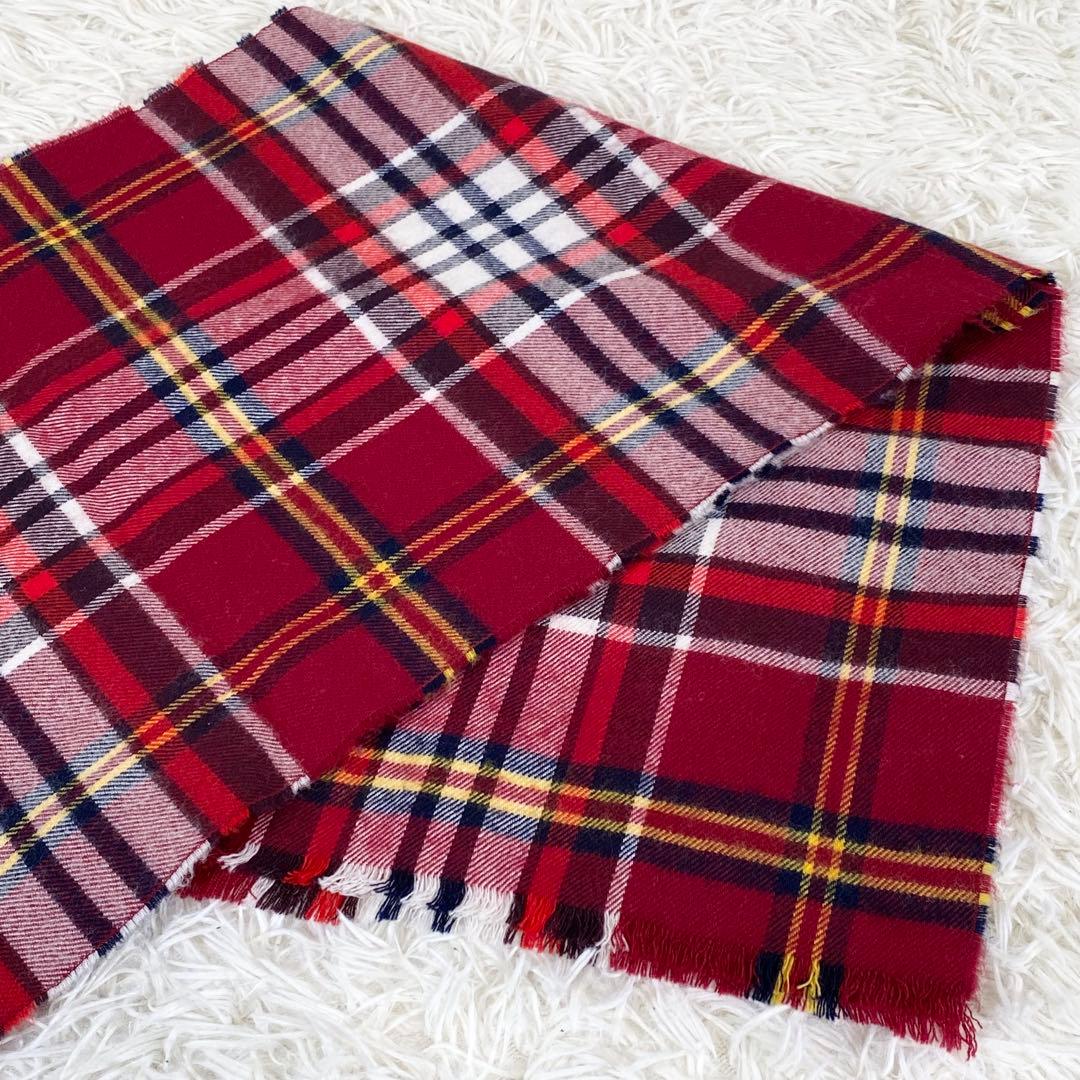美品　Johnstons of Elgin ジョンストンズ　ウール マフラー　赤
