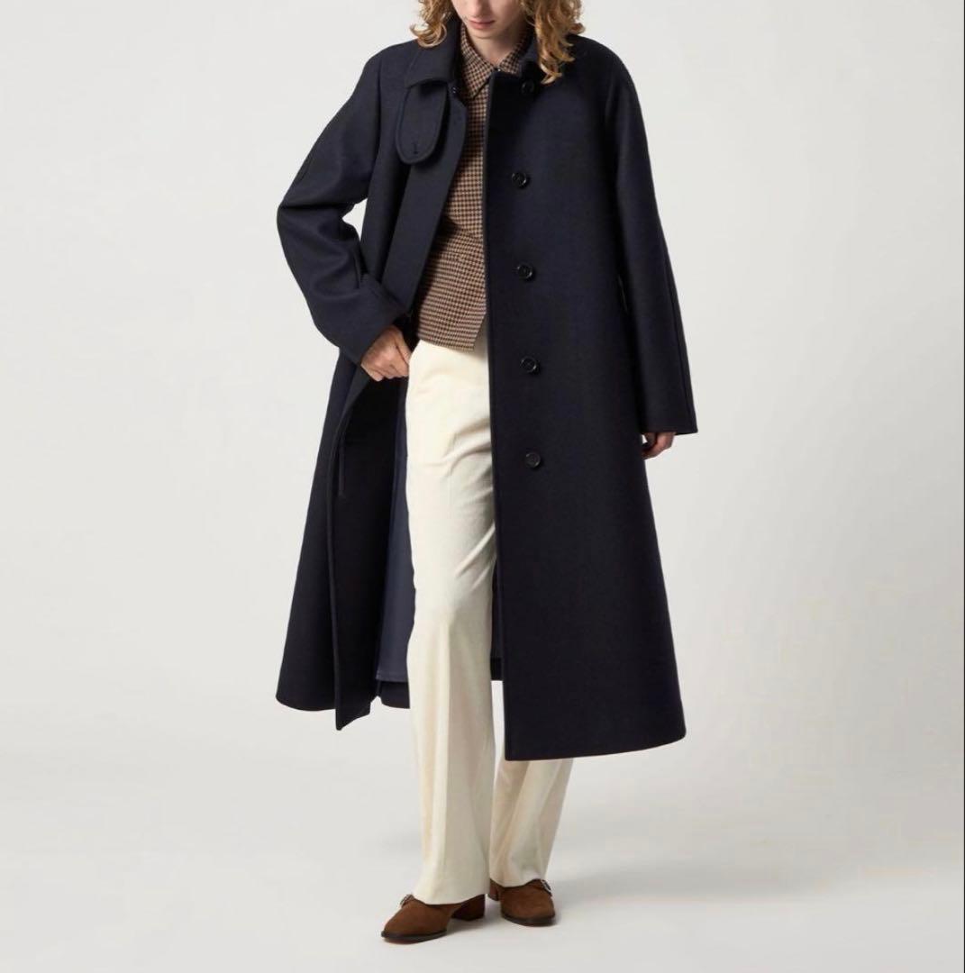 美品✨　steven alan ウールカシミヤテントロングコート ネイビー　S