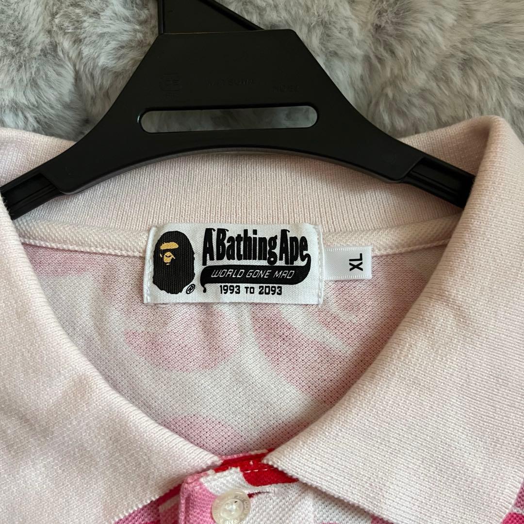 ABathingApe アベイシングエイプ カモフラージュ ポロシャツ ピンク