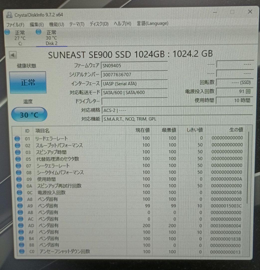 SUNEAST 1TB SSD SE90025ST-01TB 10時間