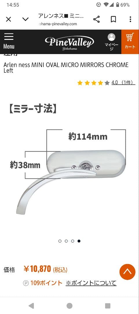 アレンネス ミニオーバルミラー