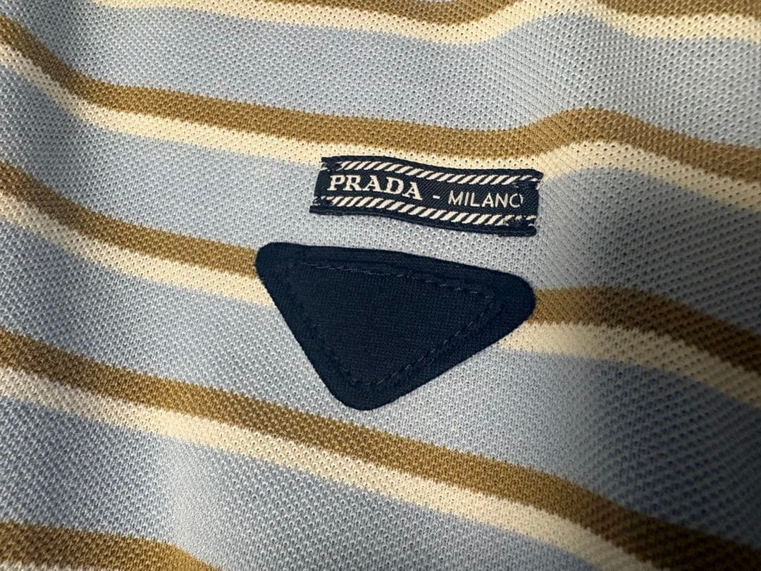 PRADA クロップド ストライプピケ ポロシャツ