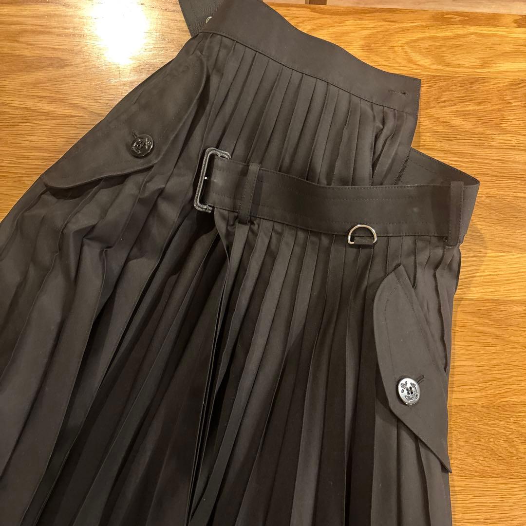 sacai 2024 ブラック プリーツスカート