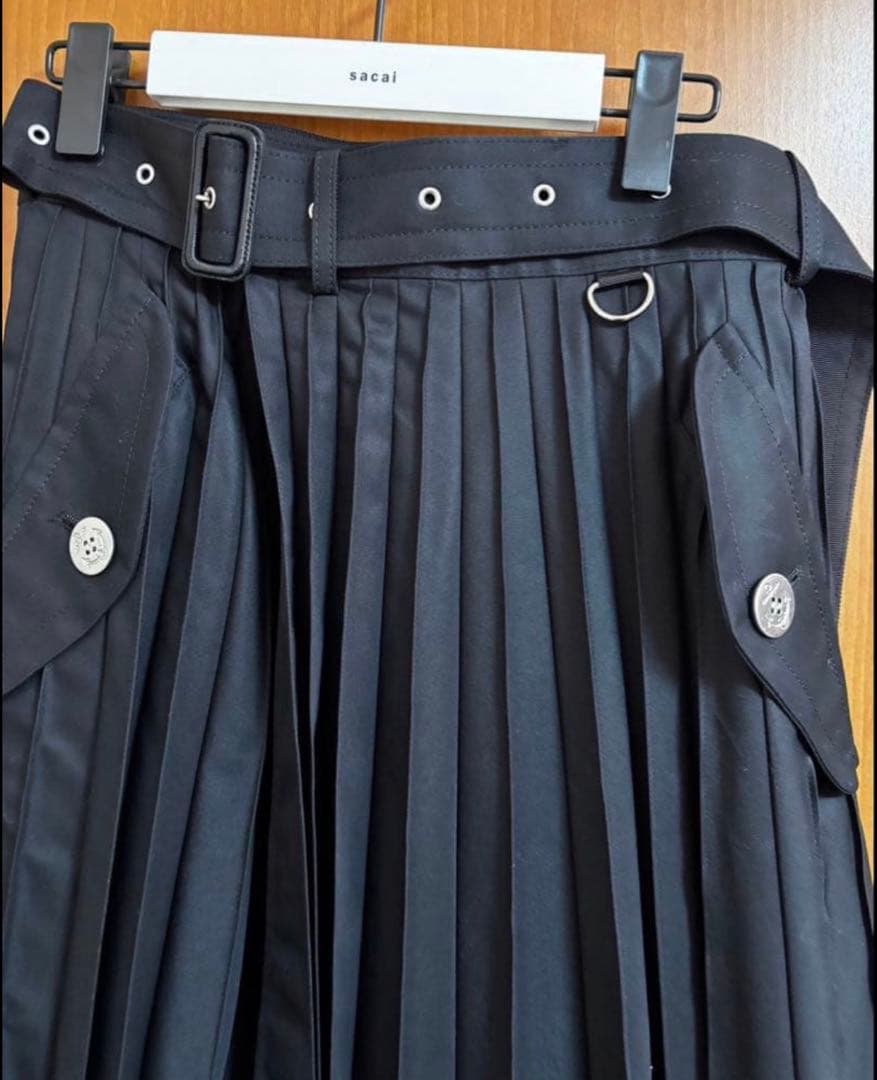 sacai 2024 ブラック プリーツスカート