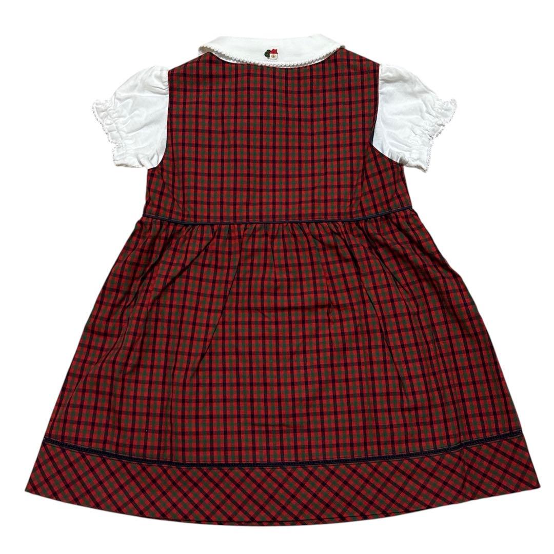 【新品タグ付】ファミリア 90 ジャンパースカート ブラウス 赤チェック 女の子