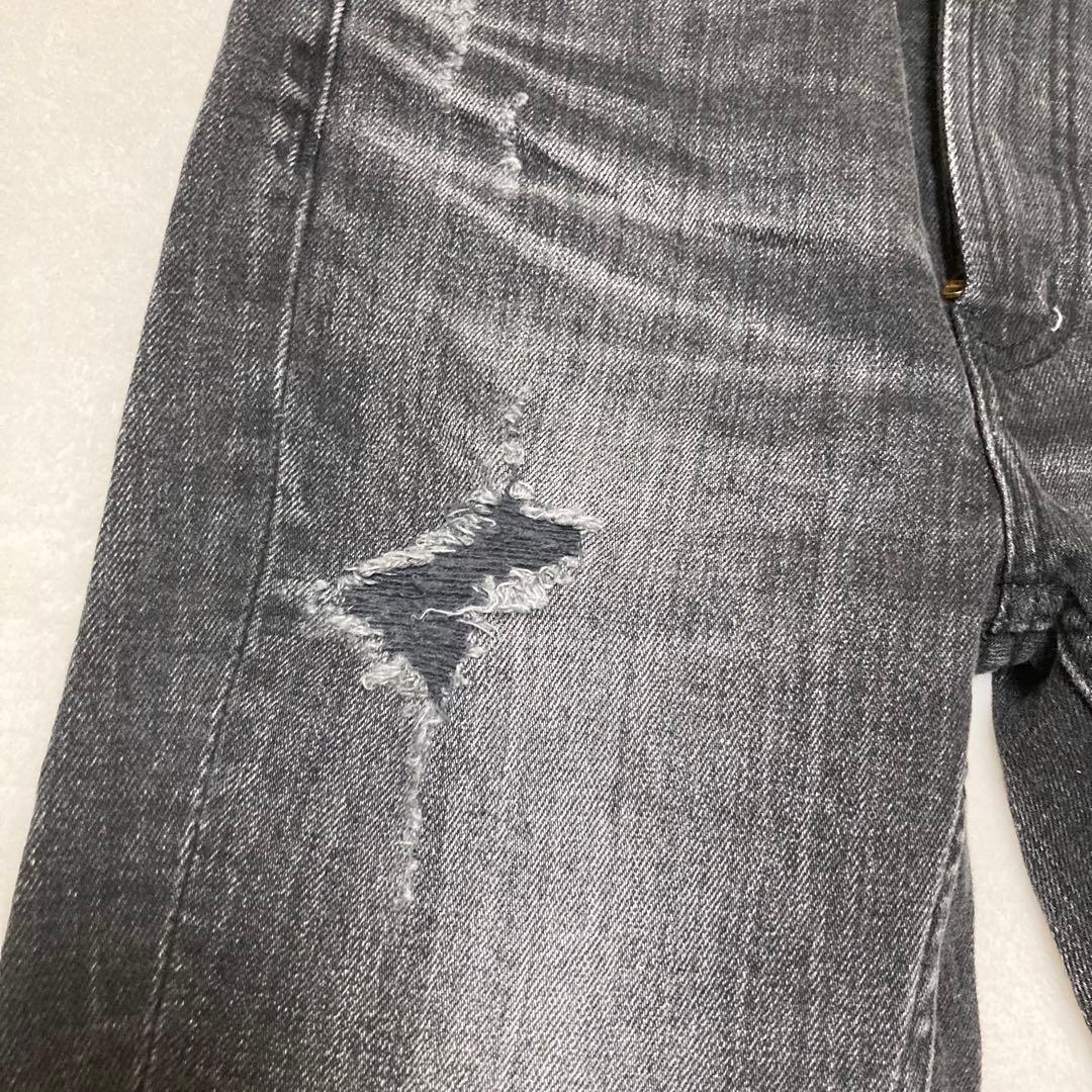 ジェイダ ハイウエストthigh highダメージデニムパンツ ブラック XS