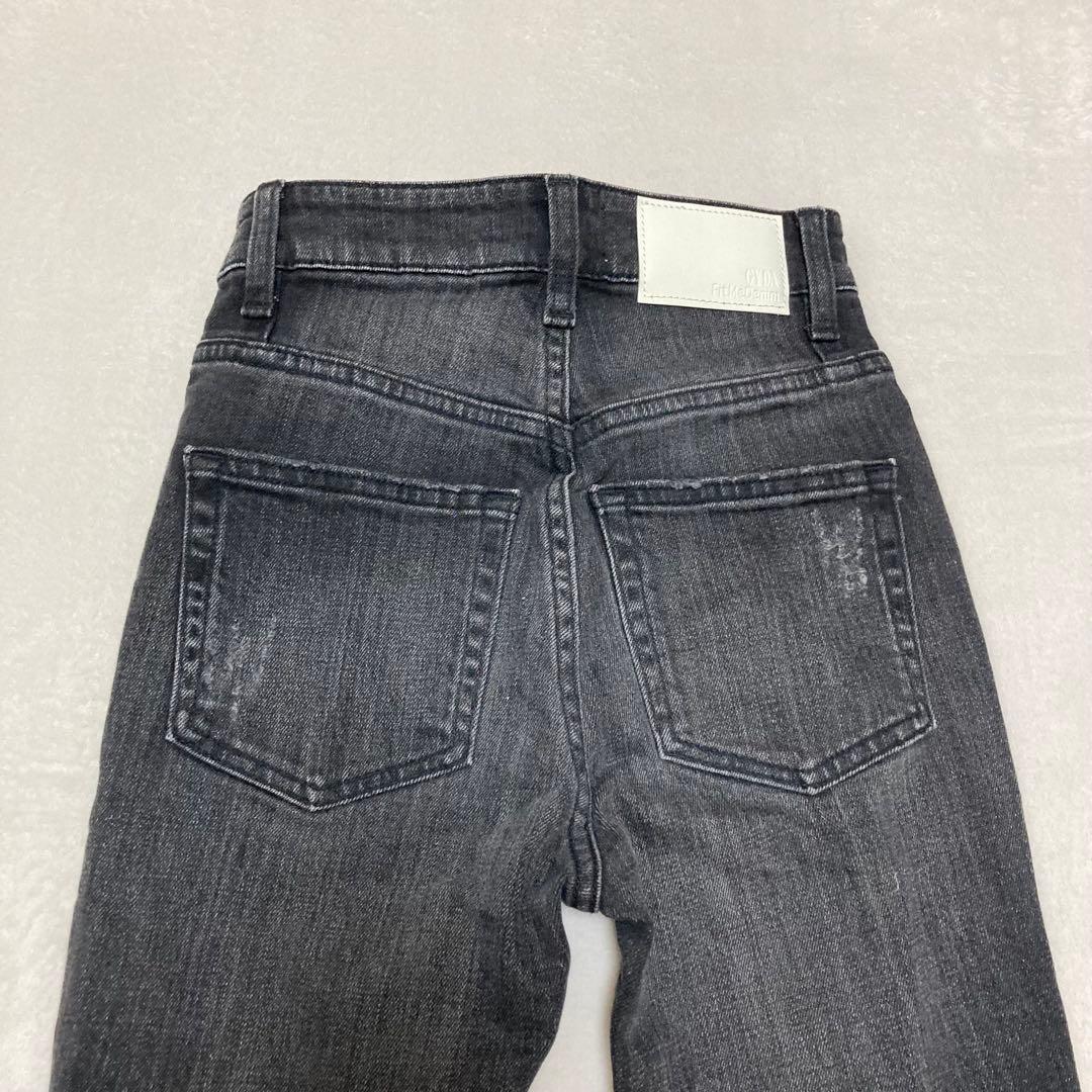 ジェイダ ハイウエストthigh highダメージデニムパンツ ブラック XS