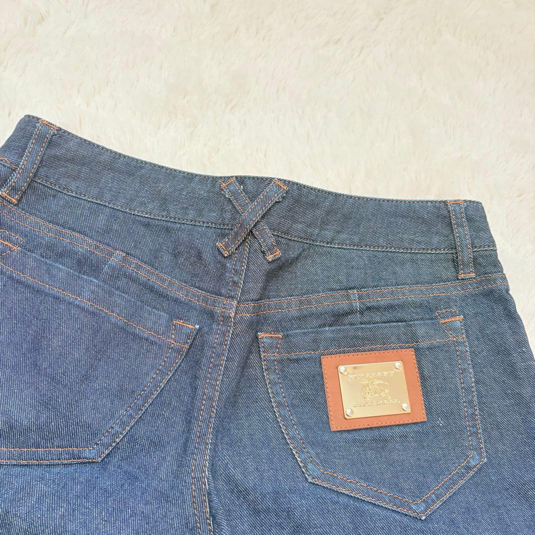 y2k美品✨バーバリーブルーレーベル　ノバチェック　デニムショートパンツ　金金具
