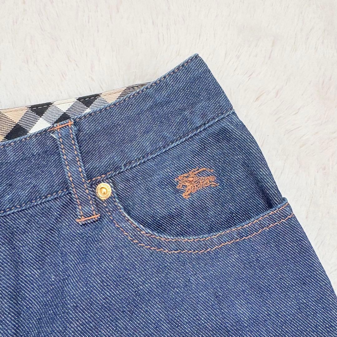 y2k美品✨バーバリーブルーレーベル　ノバチェック　デニムショートパンツ　金金具