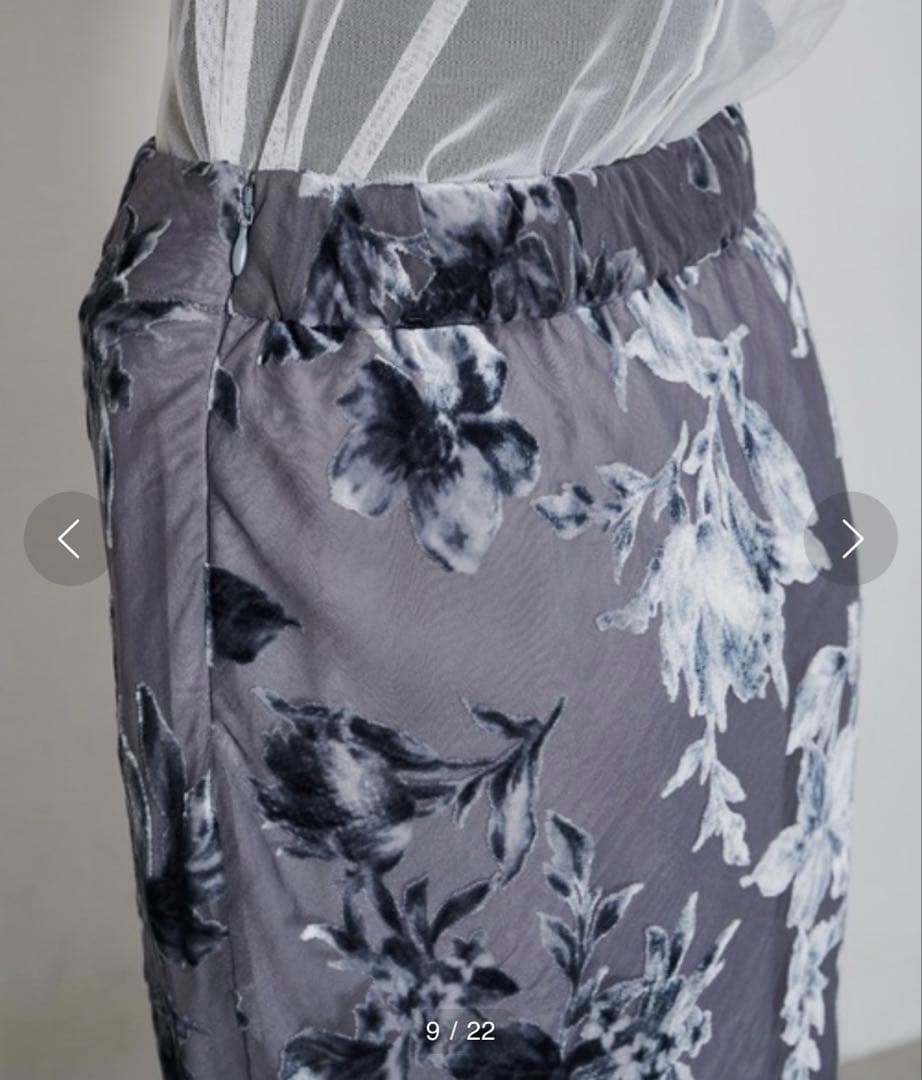 美品【定価３.２万】ヤエyaeオリジナル花柄オパールスカート36gray