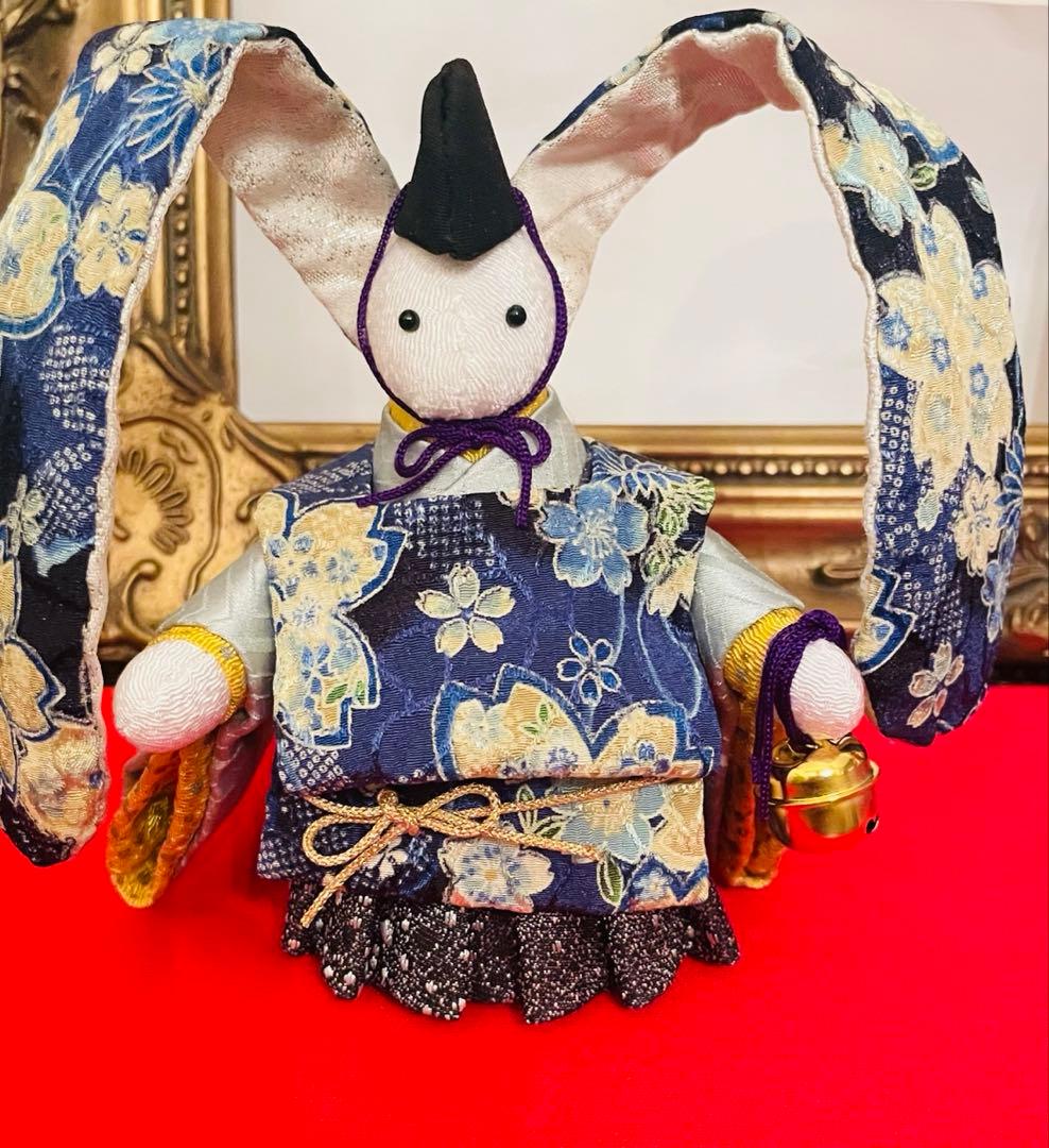 おばあちゃんのハンドメイド　着物うさぎ人形　ペアセット　お姫様うさぎ お雛様