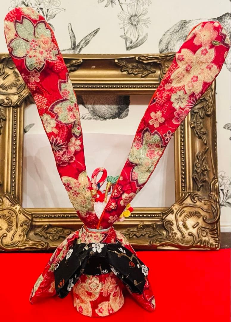 おばあちゃんのハンドメイド　着物うさぎ人形　ペアセット　お姫様うさぎ お雛様