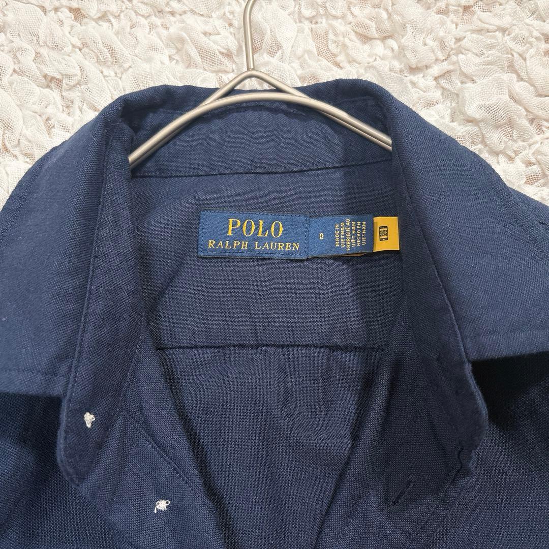 【QR付】ポロラルフローレン シャツワンピース ウエストリボン ポニー刺繍 長袖
