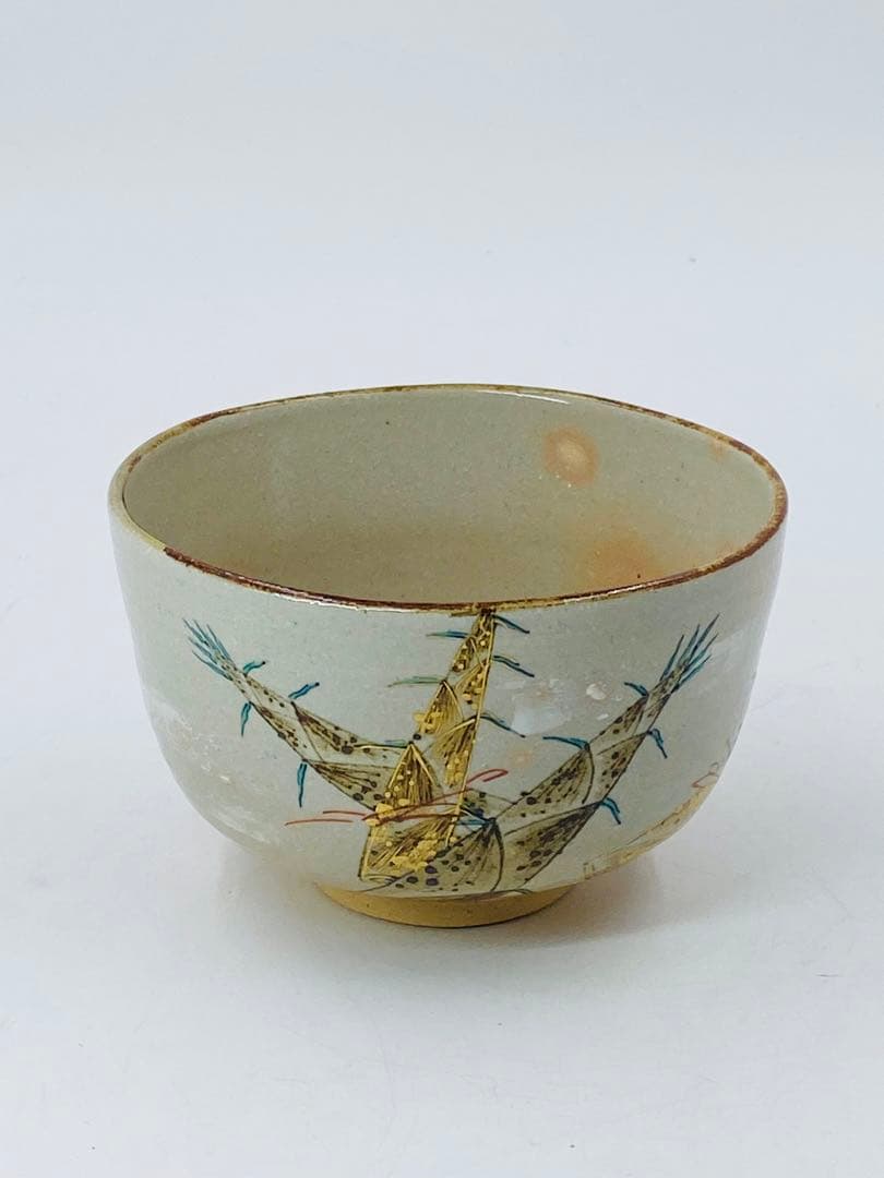 GACHANさん専用【南口閑粋】乾山写　竹の子茶碗　杣山焼　桐共箱　共布