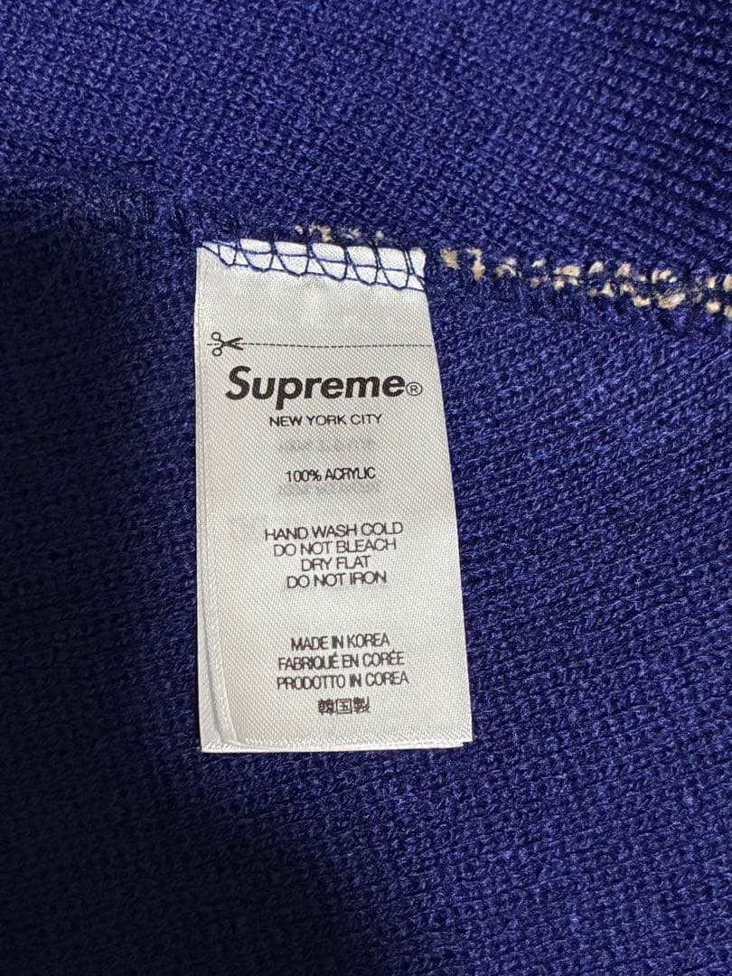 ちゃんもSupreme ロゴ入りビーニー ネイビー/ベージュ
