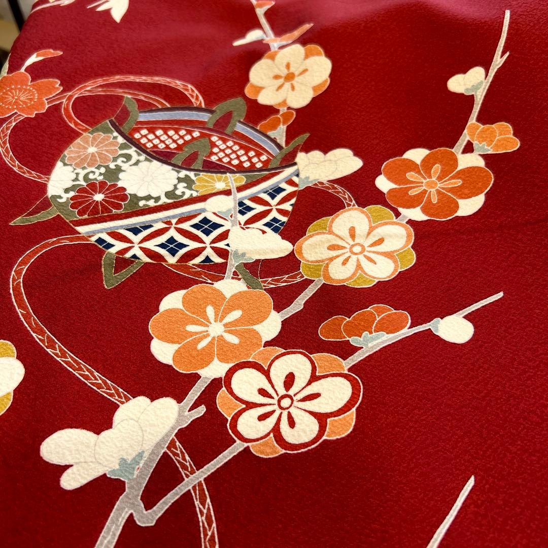 正絹　糸巻、花笠、橘振袖