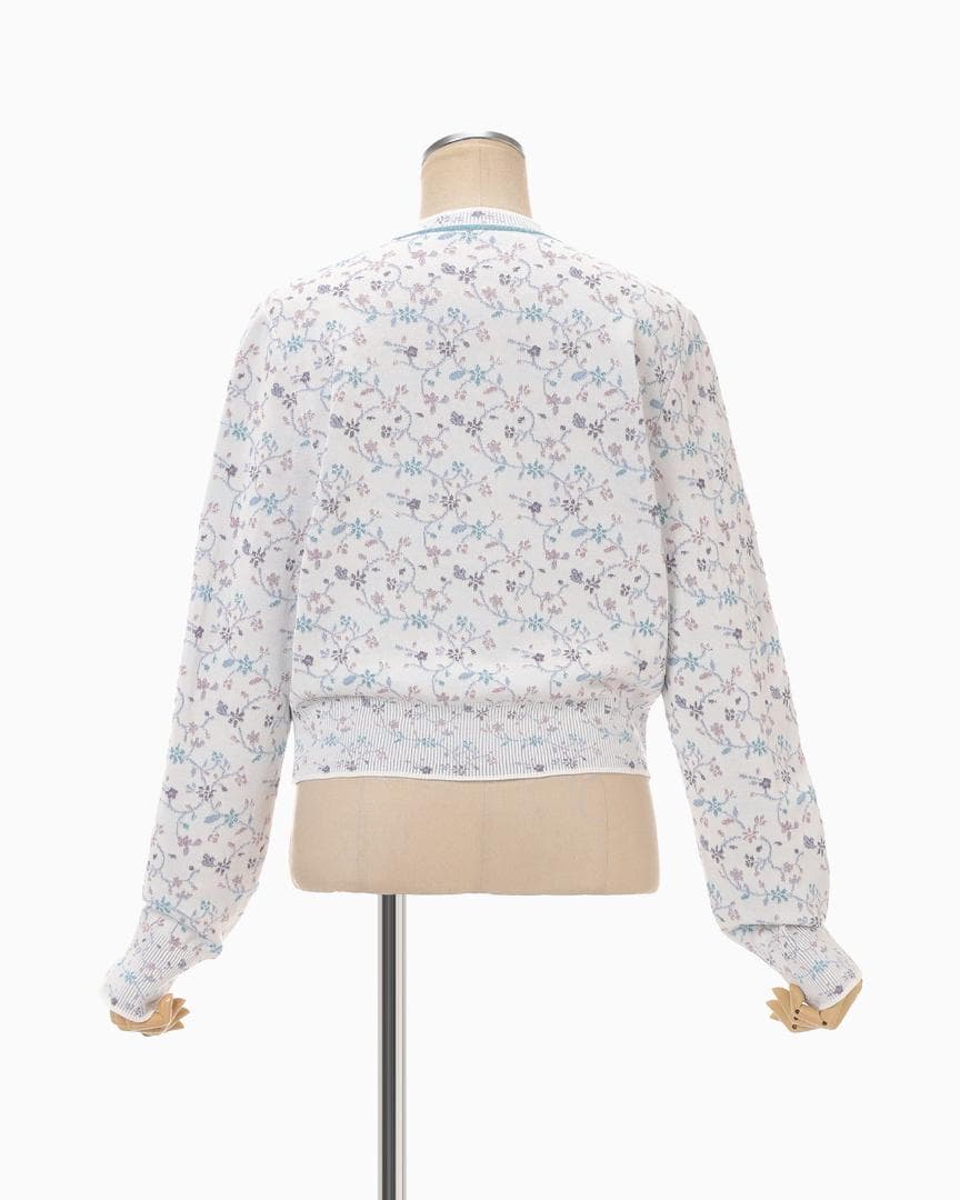 トップス Floral Motif Glitter Knit Cardigan