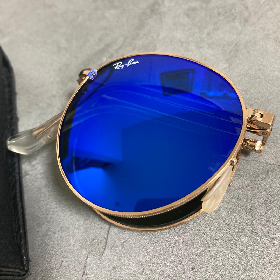 Ray-Ban レイバン 折りたたみサングラス ブルーミラーサングラス ケース付