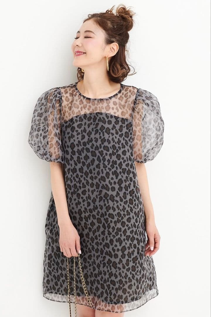 OBLI オブリ オーガンジー レオパードワンピース S~Mサイズ相当 新品