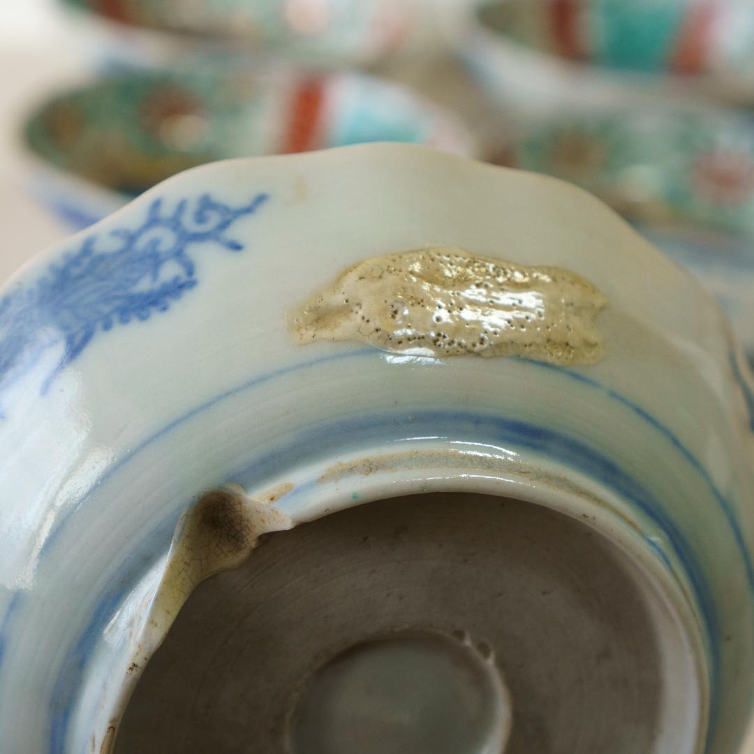 古伊万里　錦手　金彩色絵　膾皿　なます皿　5客