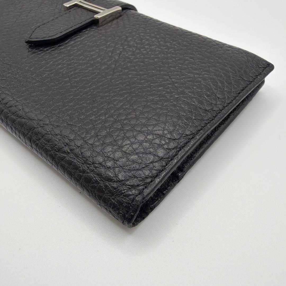 HERMES エルメス ベアン 長財布 トゴ ブラック H金具 二つ折り