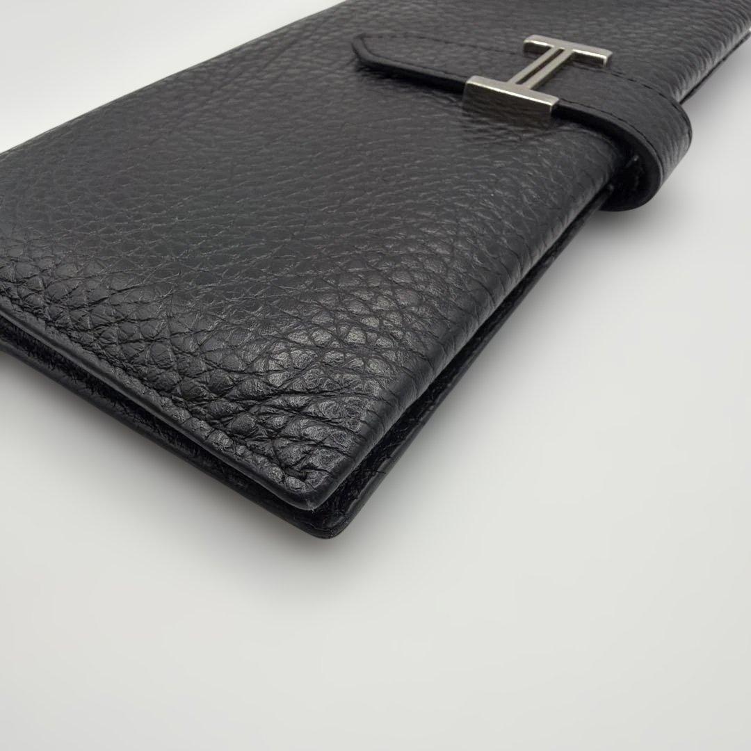 HERMES エルメス ベアン 長財布 トゴ ブラック H金具 二つ折り