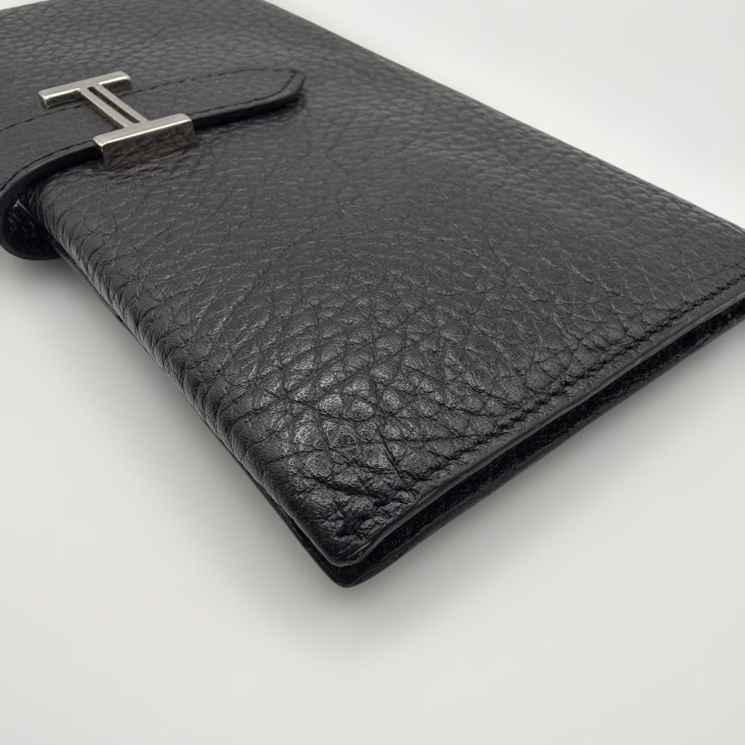 HERMES エルメス ベアン 長財布 トゴ ブラック H金具 二つ折り