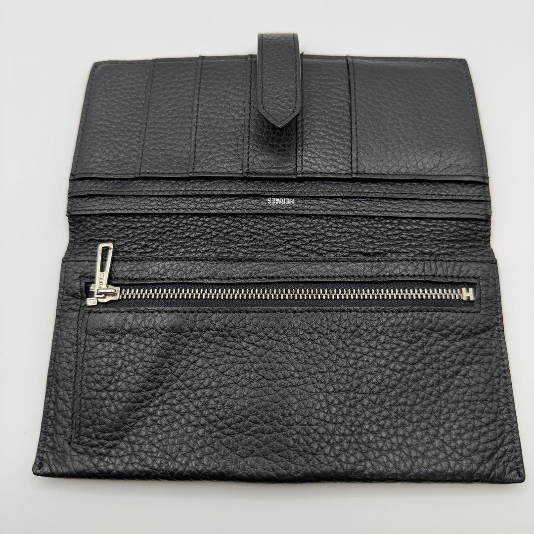 HERMES エルメス ベアン 長財布 トゴ ブラック H金具 二つ折り