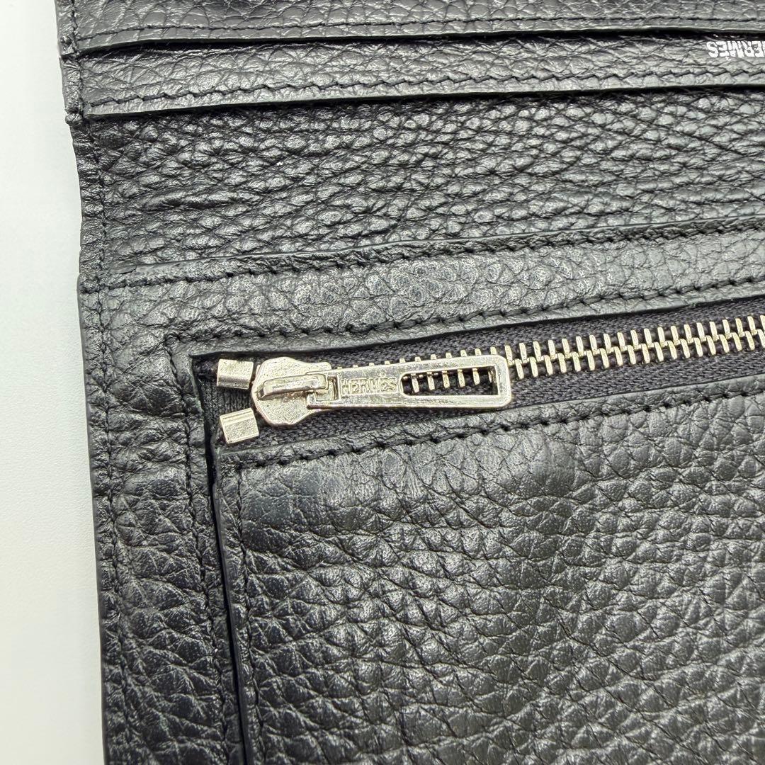 HERMES エルメス ベアン 長財布 トゴ ブラック H金具 二つ折り