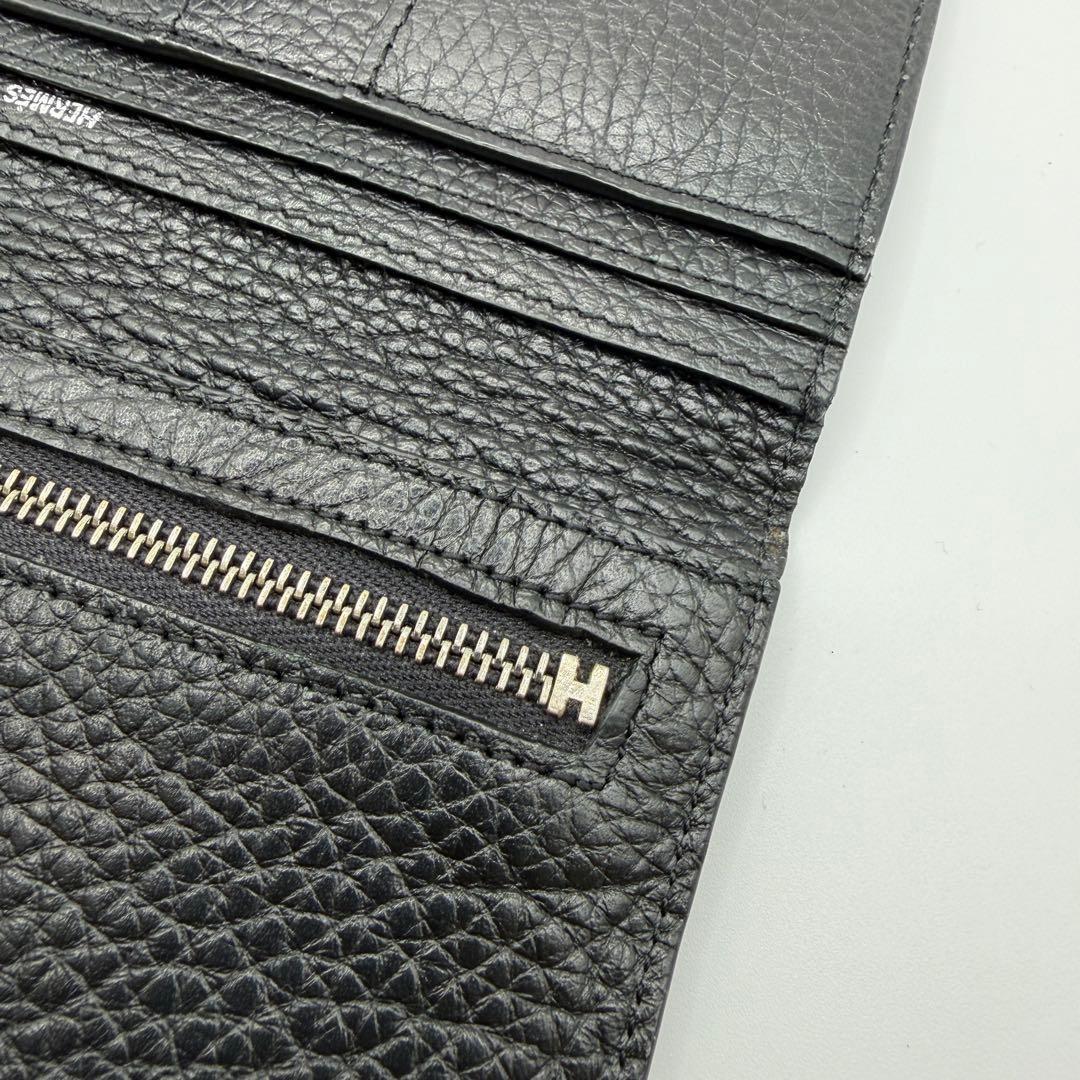 HERMES エルメス ベアン 長財布 トゴ ブラック H金具 二つ折り