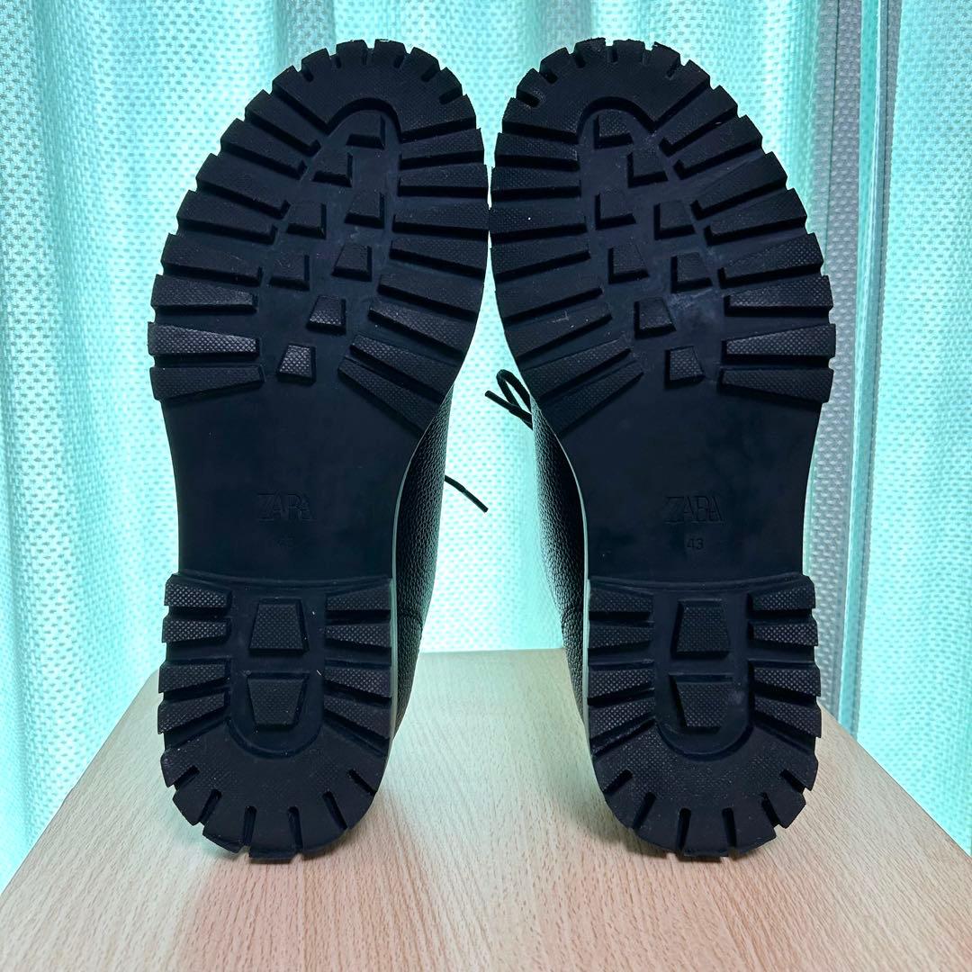 ZARA モックトゥシューズ チロリアン ブラック レザー モカシン black