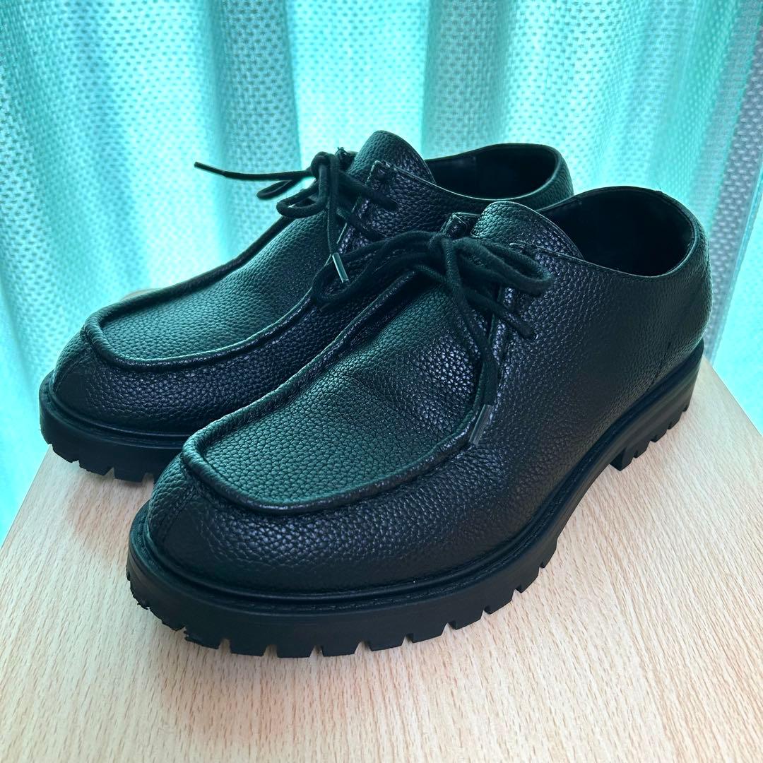 ZARA モックトゥシューズ チロリアン ブラック レザー モカシン black