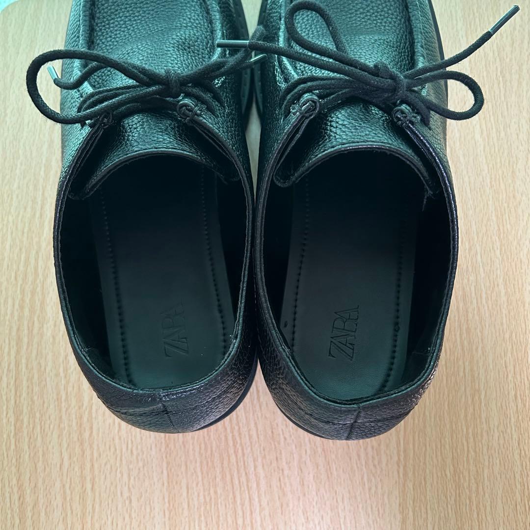 ZARA モックトゥシューズ チロリアン ブラック レザー モカシン black