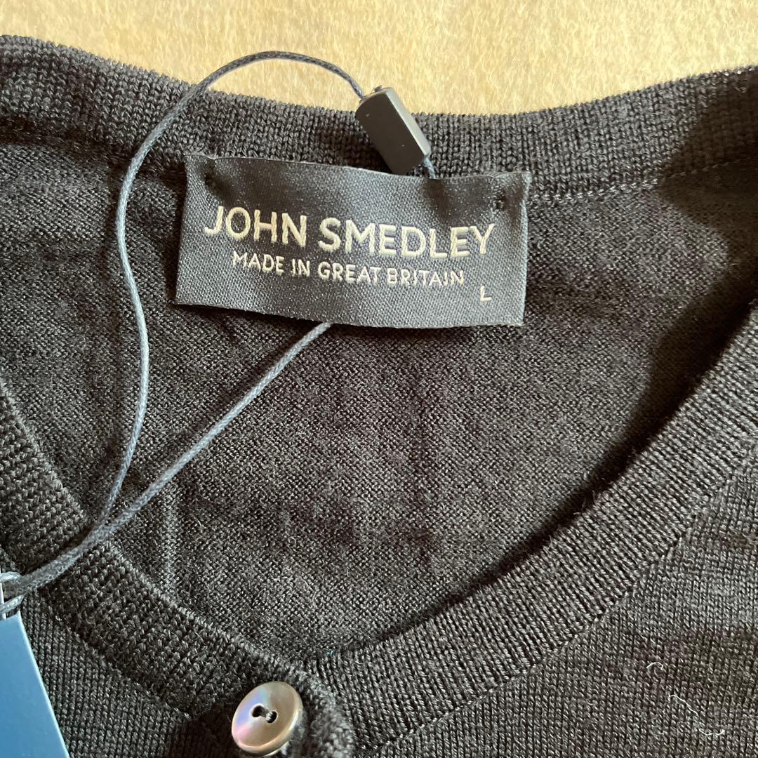 ［新品未使用タグ付き］JOHN SMEDLEY ブラック カーディガン L※薄手