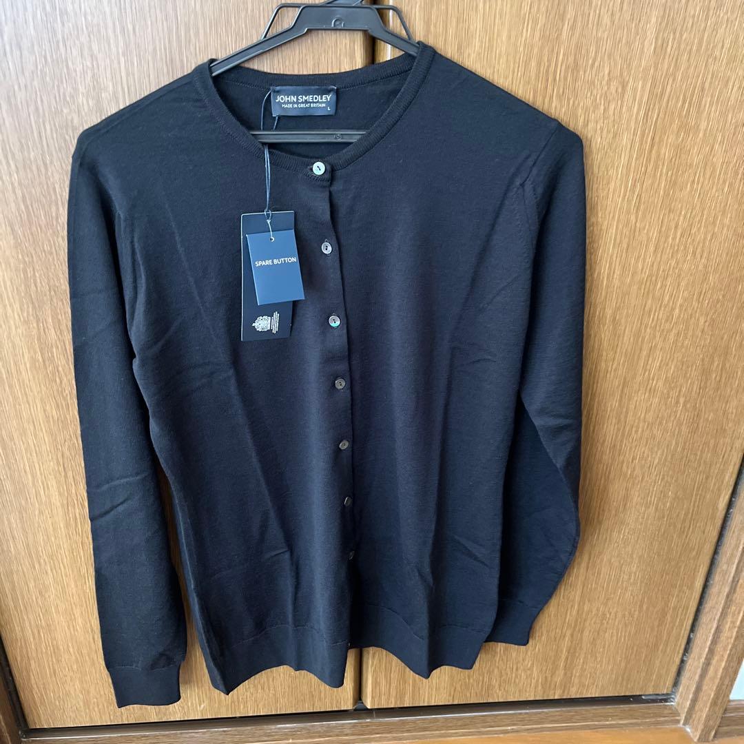 ［新品未使用タグ付き］JOHN SMEDLEY ブラック カーディガン L※薄手