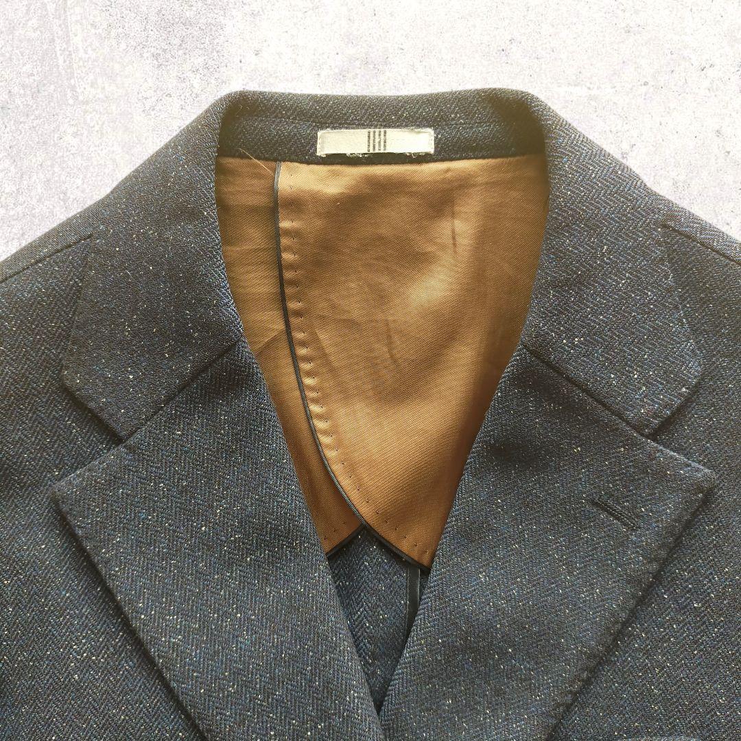 最高級シルク混 伊製マルゾットHAVANA A6 L スーツセレクト 本切羽 紺