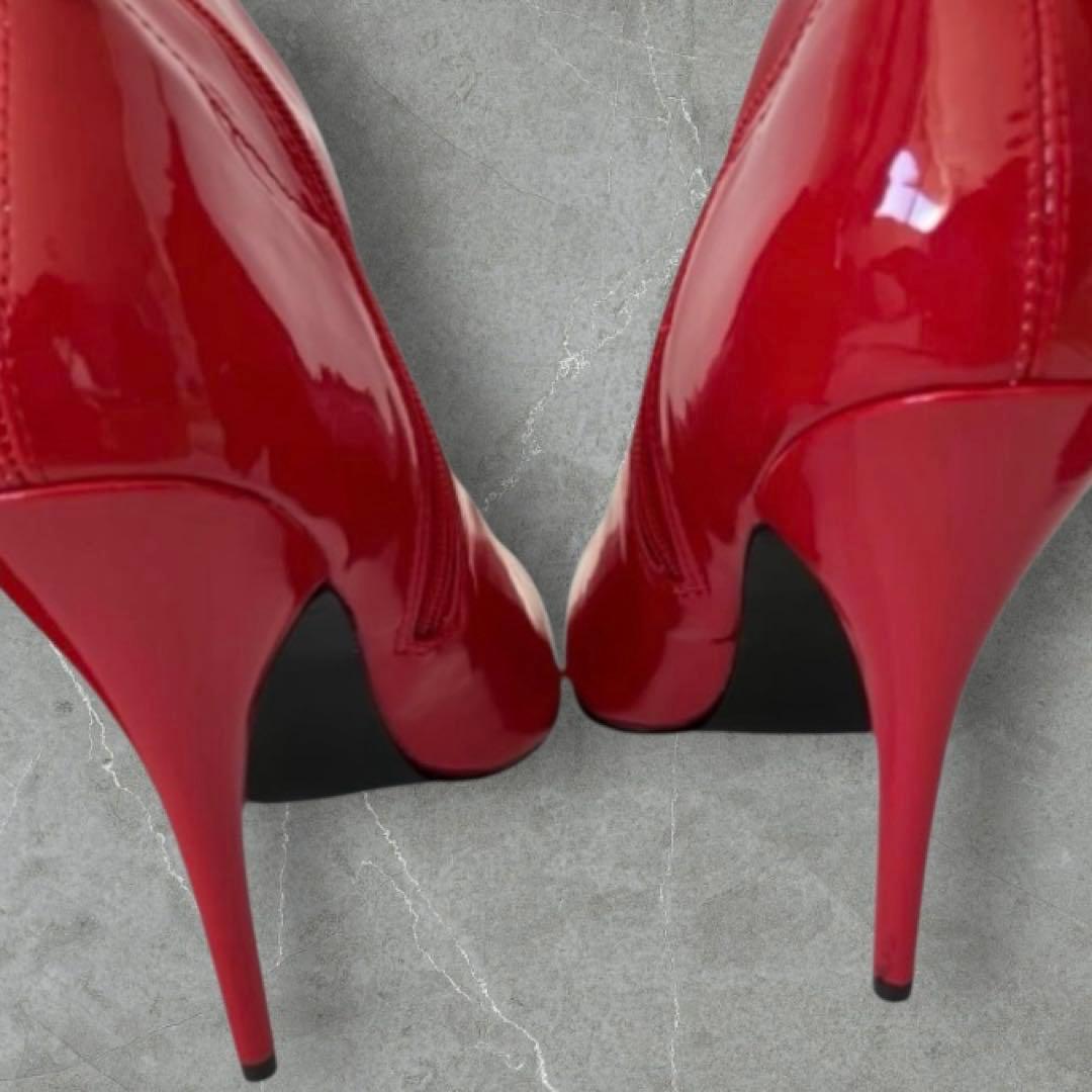 【新品】PLEASER 赤 エナメルロングブーツ 【23.5】