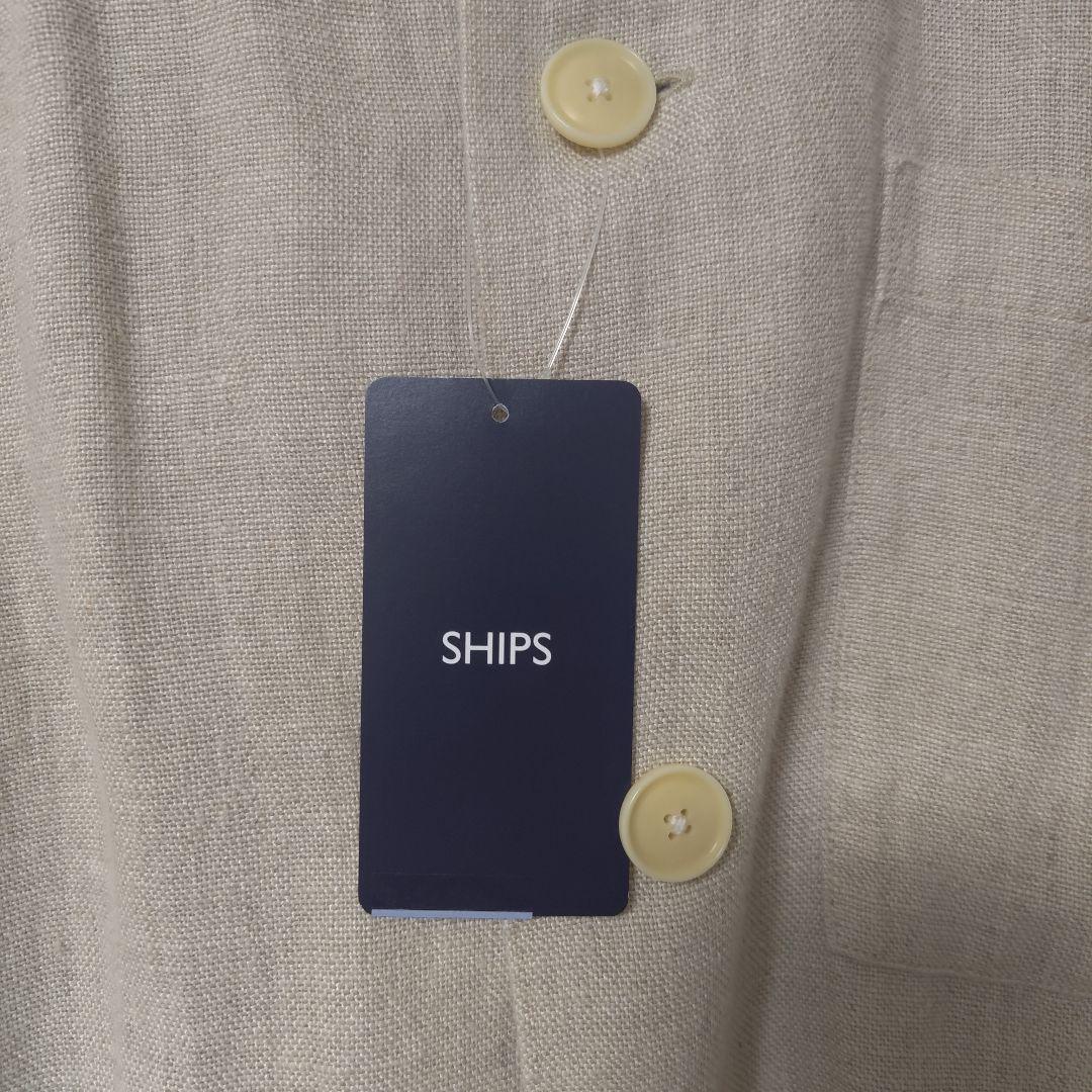 SHIPS 麻100％ リネン フレンチ カバーオール シャツジャケット L