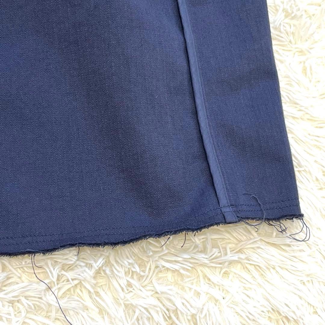 MADISONBLUE ノーカラーコート　コットン　ヘリンボーン　ネイビー