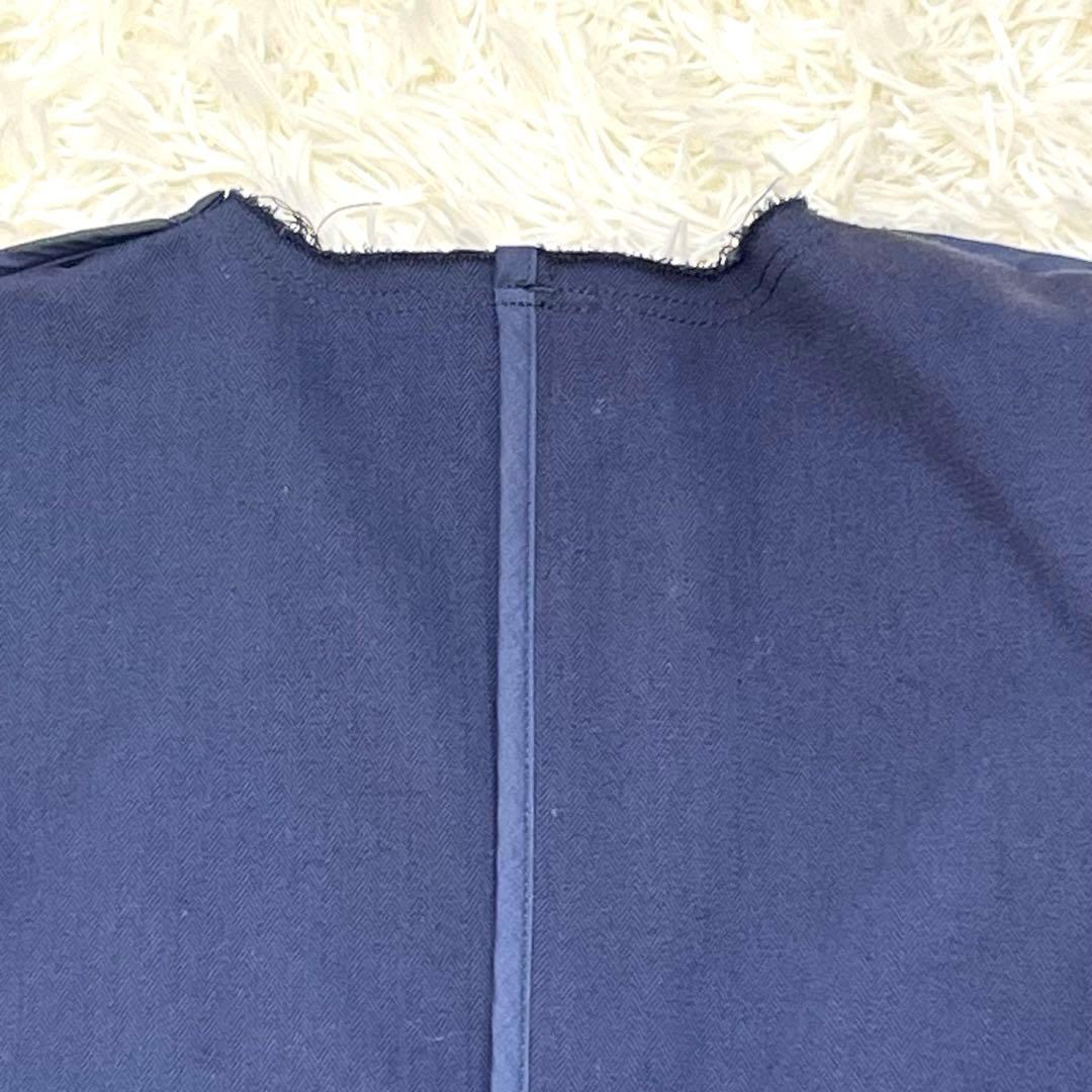 MADISONBLUE ノーカラーコート　コットン　ヘリンボーン　ネイビー