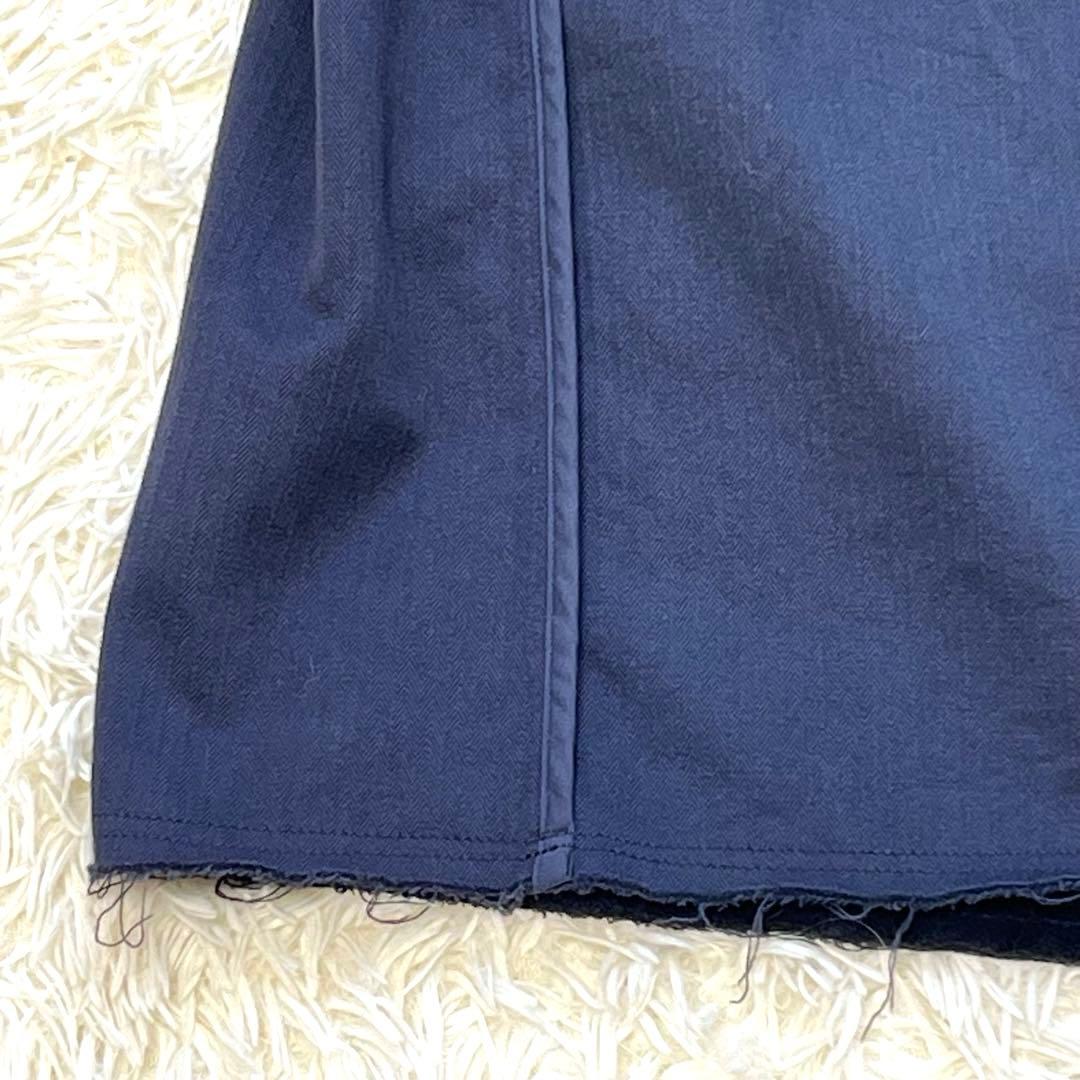 MADISONBLUE ノーカラーコート　コットン　ヘリンボーン　ネイビー