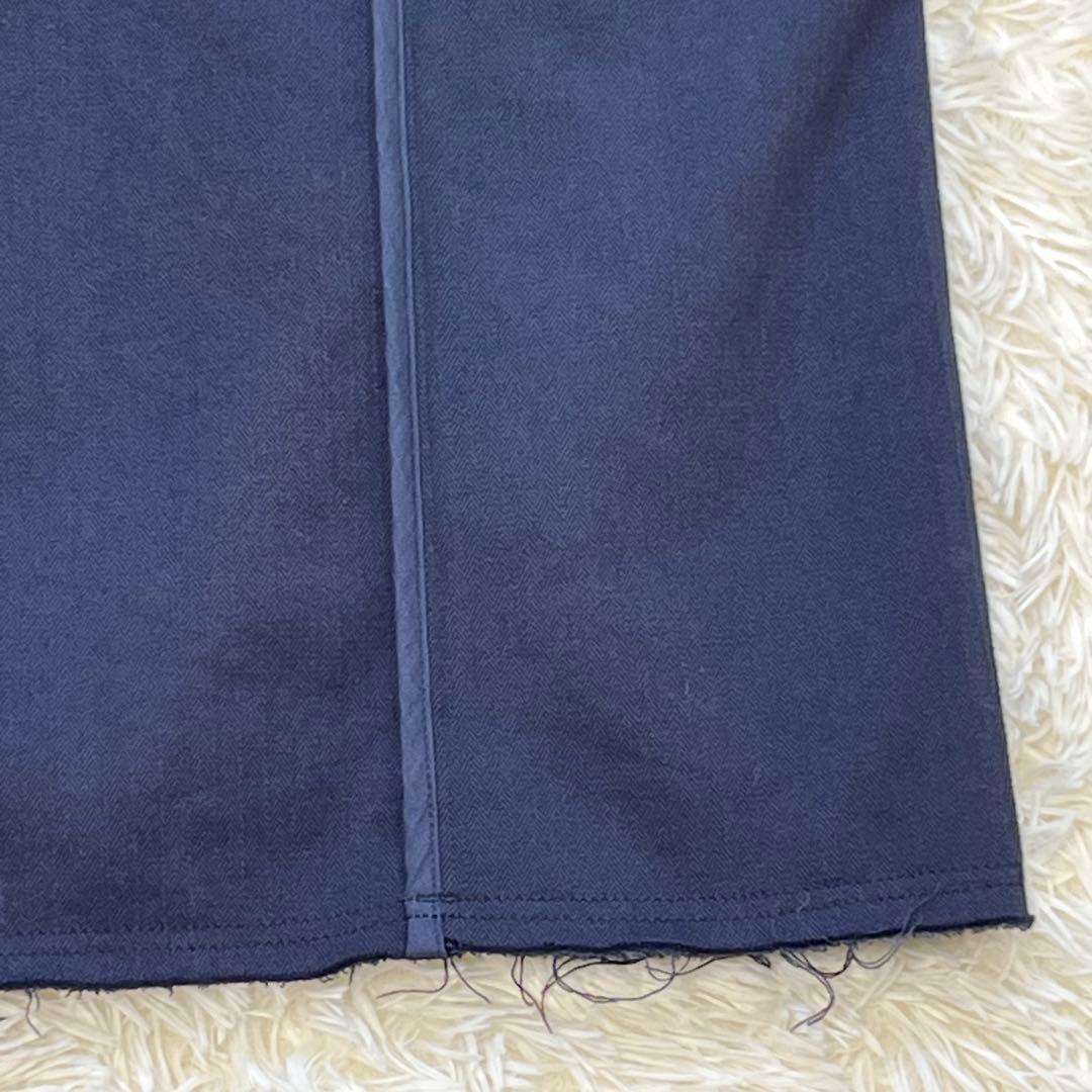 MADISONBLUE ノーカラーコート　コットン　ヘリンボーン　ネイビー