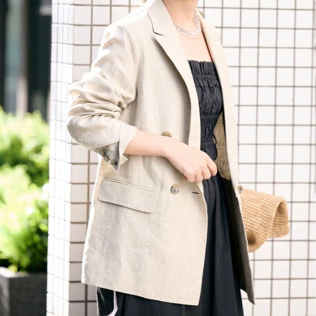 25SS スローブイエナ フレンチリネンジャケット ベージュ　SLOBEIENA